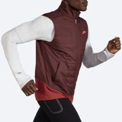 BROOKS Men's Shield Hybrid Vest 2.0 (223 - Run Raisin/Copper) -Clothing Store Online 211416 223 mv shield hybrid vest mens running vest