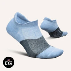 Feetures Merino 10 Cushion No Show Socks (Sky)