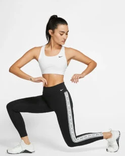 Nike Women's DRI-FIT Swoosh Sports Bra (100 - White/Black) -Clothing Store Online 5bf7f4a7 6cee 4afb a88f c78f43e785ee