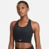 Nike Women's DRI-FIT Swoosh Sports Bra (010 - Black/Black/White)