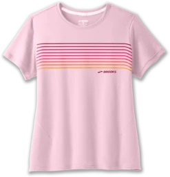 BROOKS Women's Distance Short Sleeve 2.0 (677 - Quartz/Gradient Stripe)