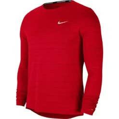 Nike Men's DRI-FIT Miler Long Sleeve (657 - University Red/Reflective Silver)