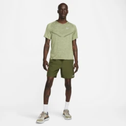 Nike Men's DRI-FIT Techknit Ultra Short Sleeve Running Top (326 - Rough Green/Alligator/Reflective Silver) -Clothing Store Online DM4753 326 E PREM 2000